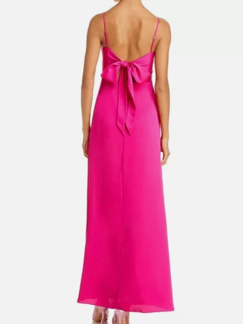 NWT Aqua Womens Veryberry Pink Tie Back V-Neck Maxi Dress